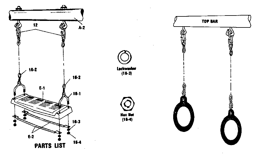 Swing and gym ring assembly #90104