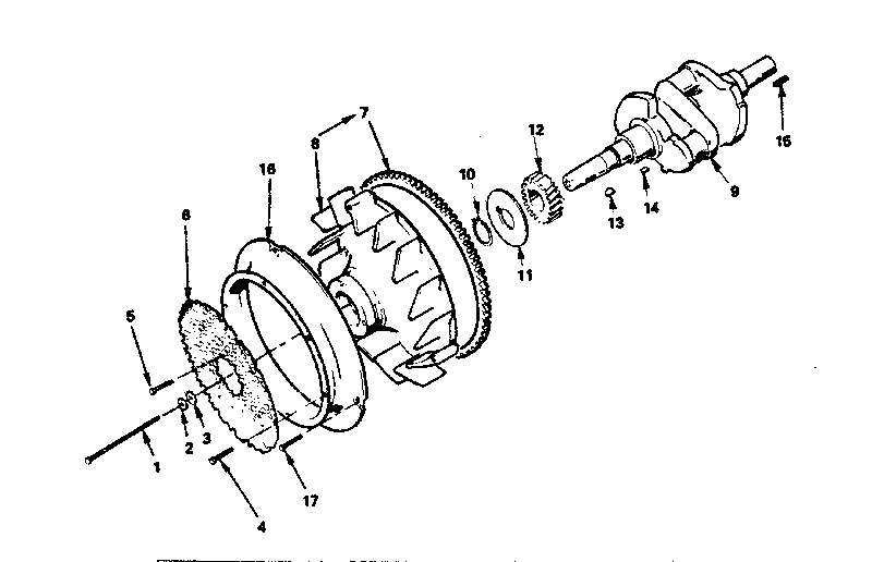 Crankshaft and flywheel