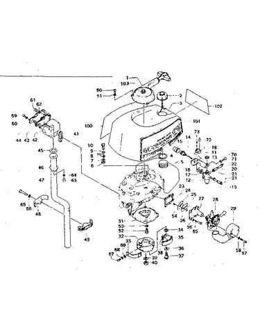 Tank, clutch & muffler