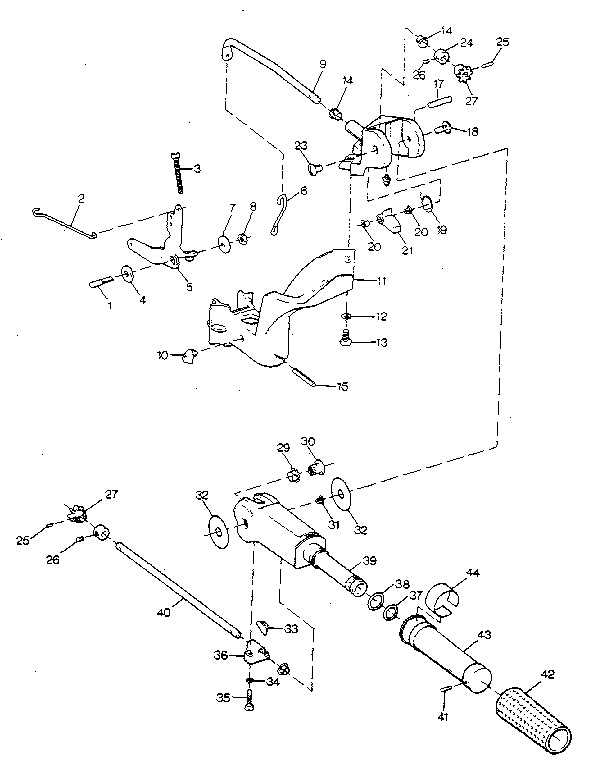 Tiller handle and throttle linkage