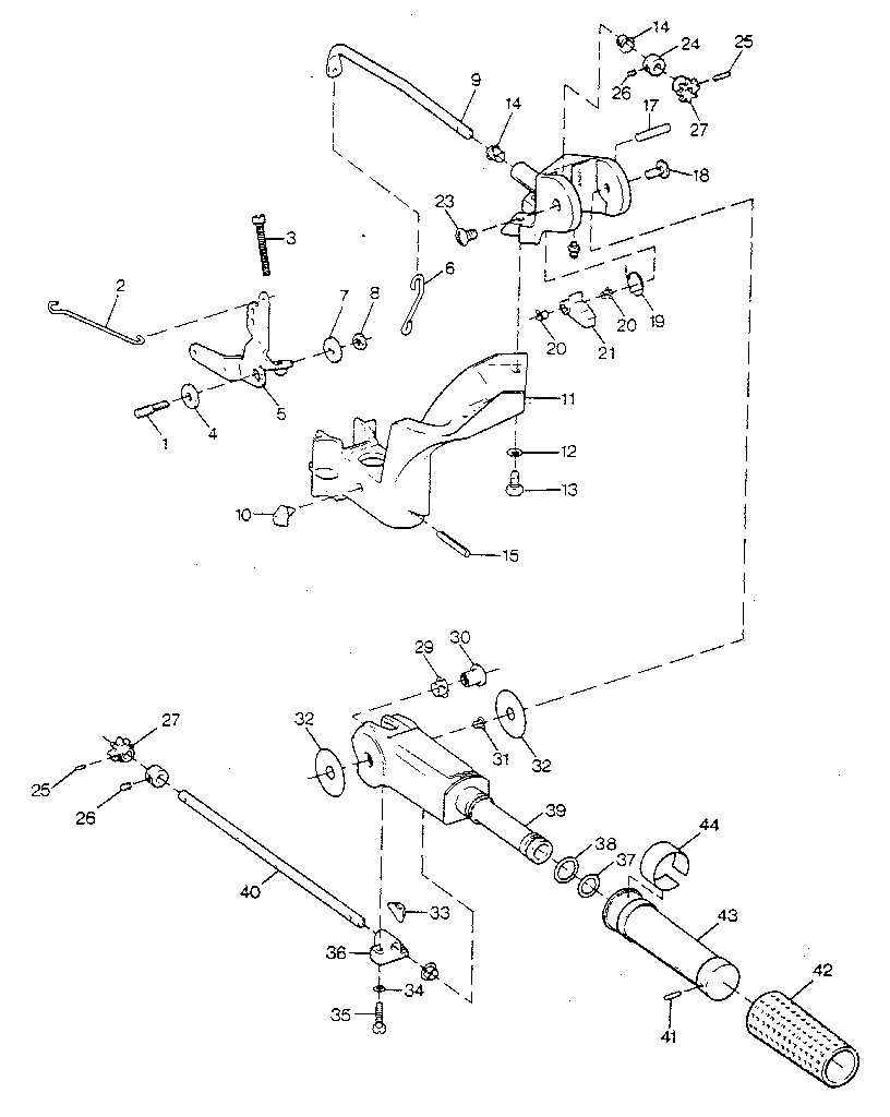 Tiller handle and throttle linkage