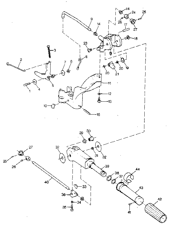 Tiller handle and throttle linkage
