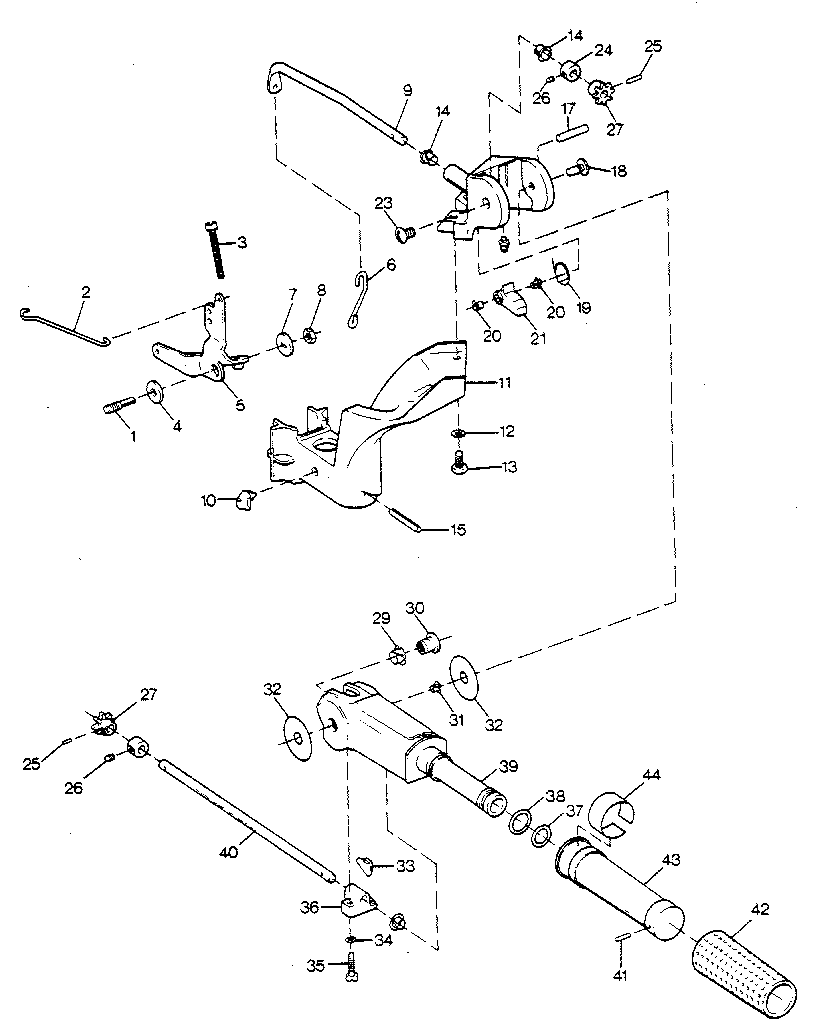 Tiller handle and throttle linkage