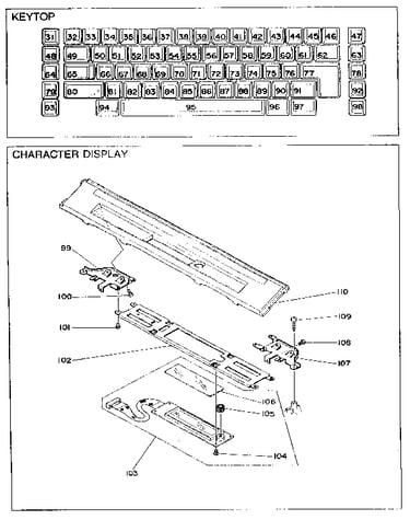Keyboard, keytop and character display