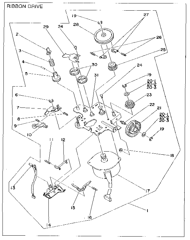 Ribbon drive and ribbon cassette base mechanism