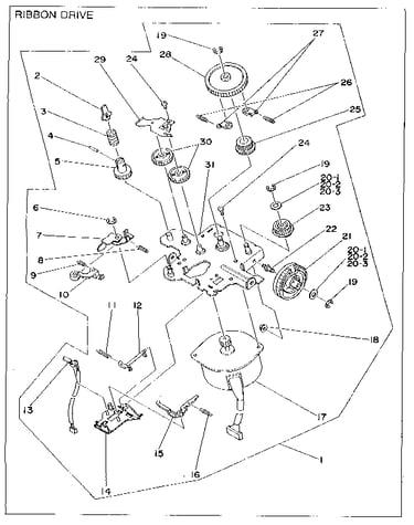 Ribbon drive and ribbon cassette base mechanism