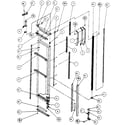 Kenmore 596SBI20H/P7836032W freezer door, hinge, and trim parts diagram