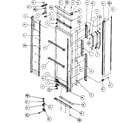Kenmore 596SCTI20H/P7836030W refrigerator door, hinge, and trim parts diagram