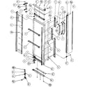 Kenmore 596SBI20H/P7836032W refrigerator door, hinge, and trim parts diagram