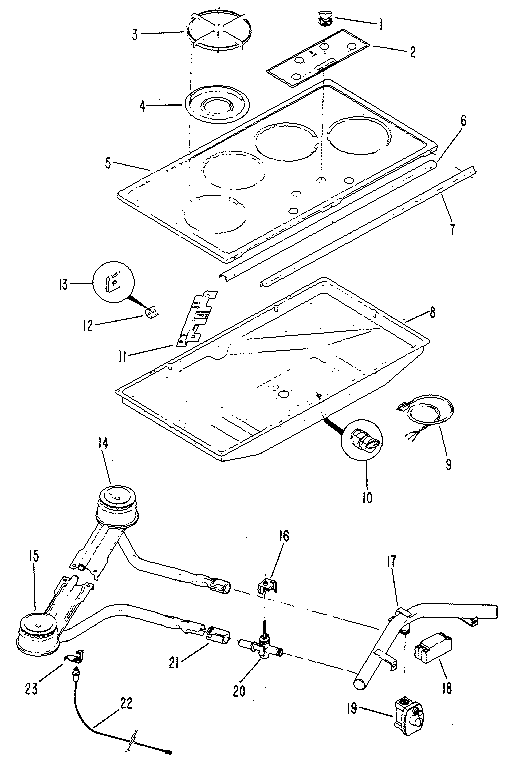 36" gas built-in surface unit - electric ignition