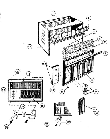 Cabinet and front panel