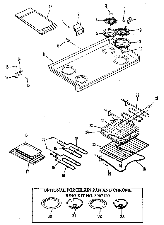 Cooktop assembly and elements