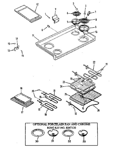 Cooktop assembly and elements