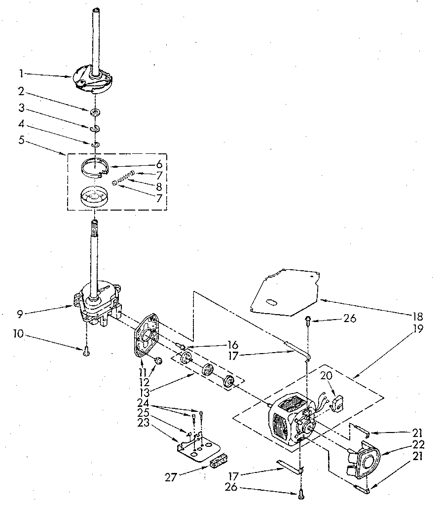 Brake, clutch, gearcase, motor and pump