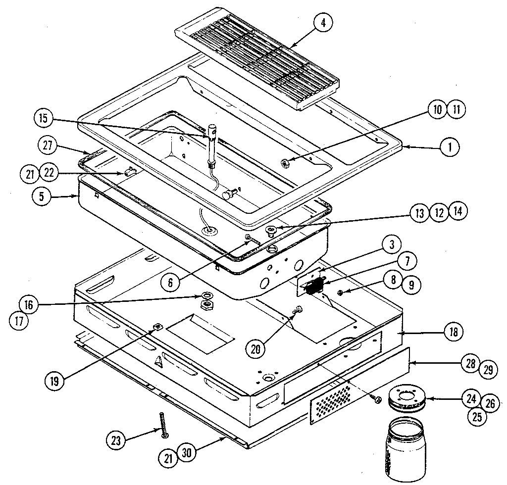 Top/burner box assembly