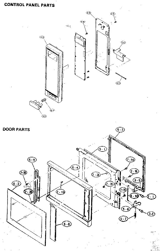 Control panel and door parts