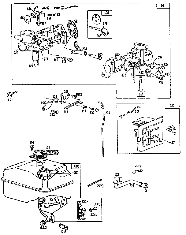 Fuel tank and carburetor assembly