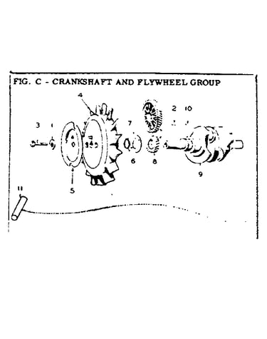 Crankshaft and flywheel group