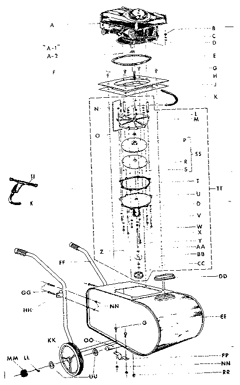 Engine and tank assembly