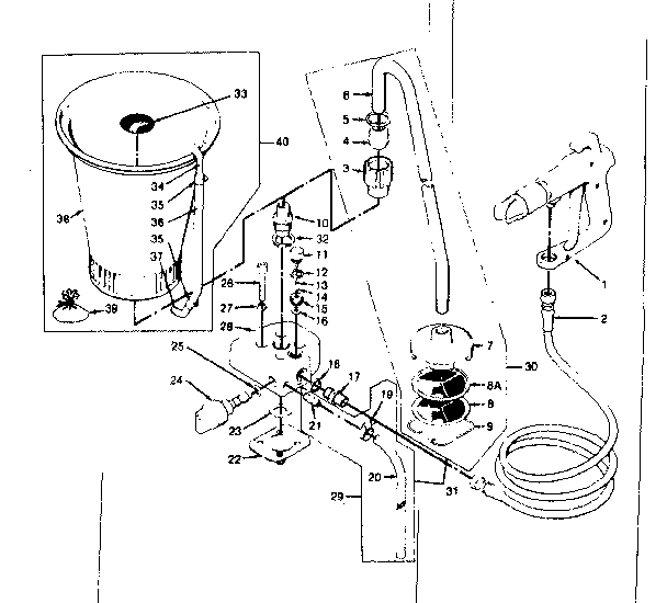 Hopper and paint pump assembly