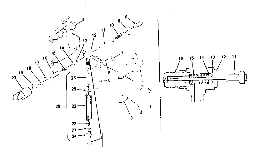Spray gun and valve housing