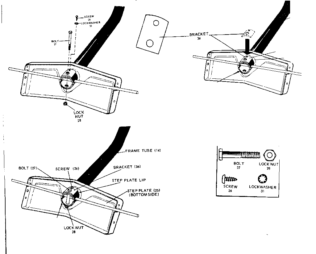 Step plate with axle and bracket
