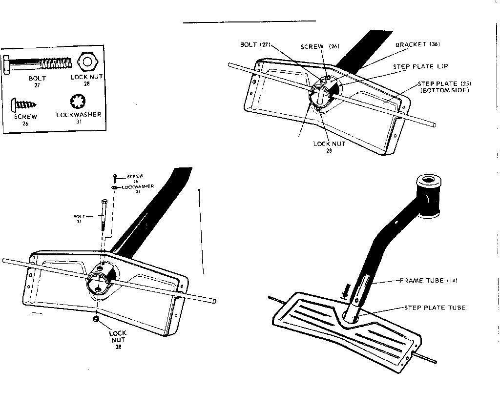 Step plate with axle and bracket