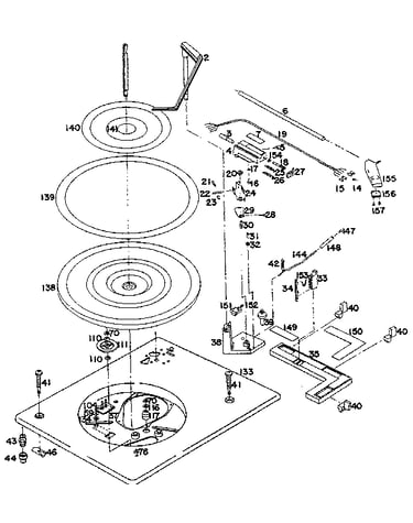 Record changer above base plate parts