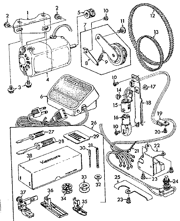 Motor and attachment parts