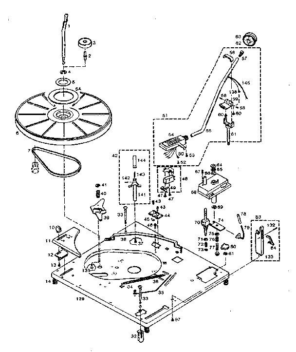 RECORD CHANGER VIEW PARTS ABOVE BASE PLATE