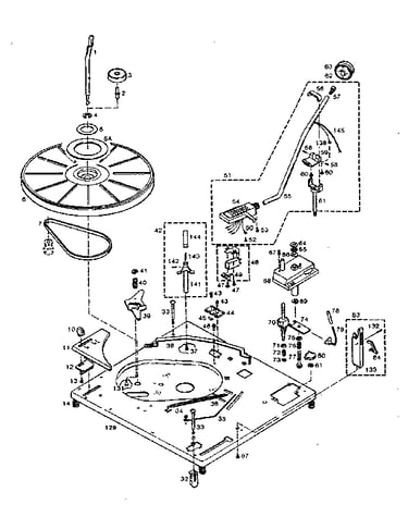 Record changer view parts above base plate