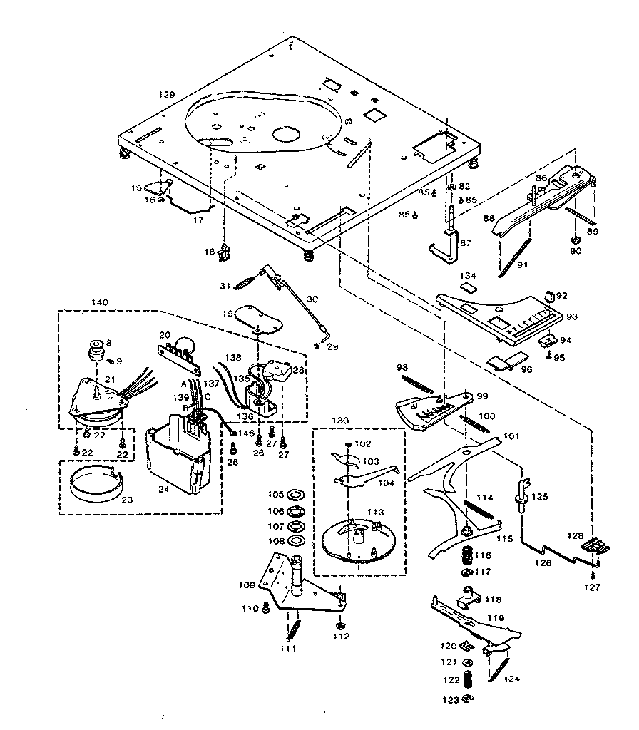RECORD CHANGER PARTS BELOW BASE PLATE