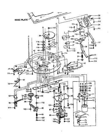 Record changer-below base plate