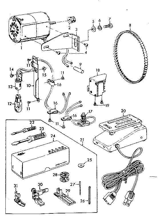 Motor and attachment parts