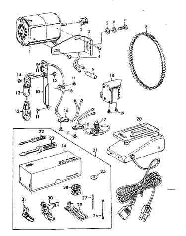 Motor and attachment parts
