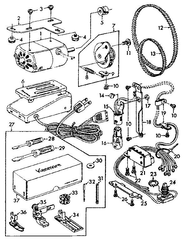 Motor and attachment parts