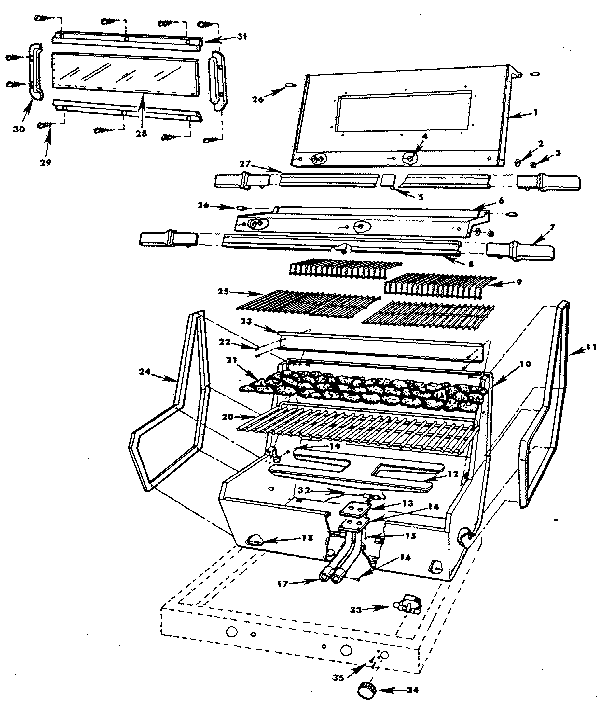 Grill and burner section