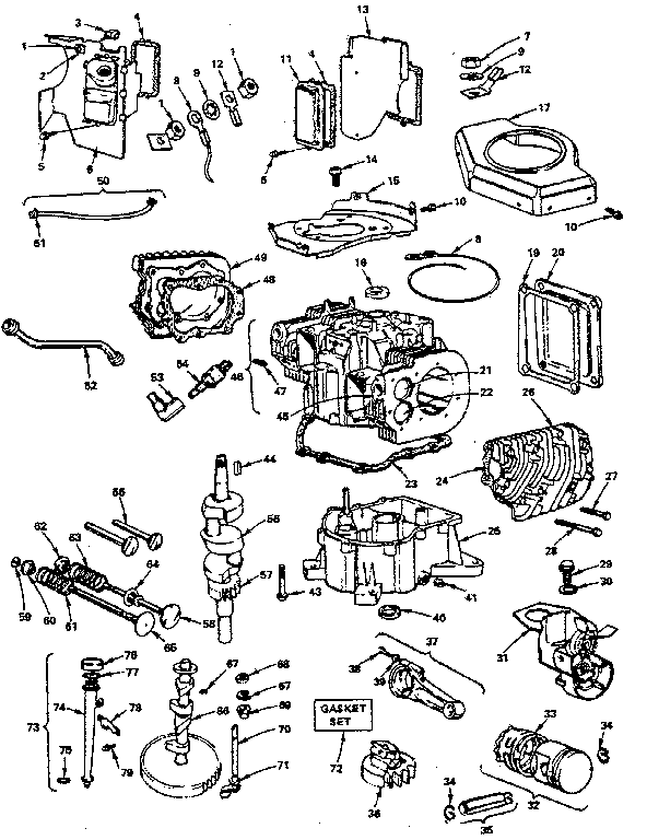 Cylinder, crankshaft & engine base group