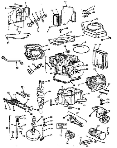 Cylinder, crankshaft & engine base group