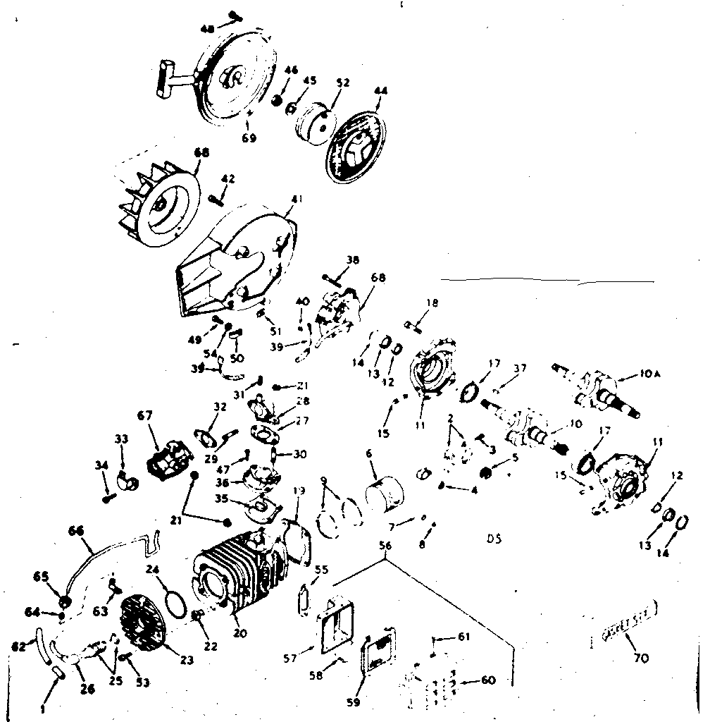 Cylinder, magneto, and starter rewind assembly