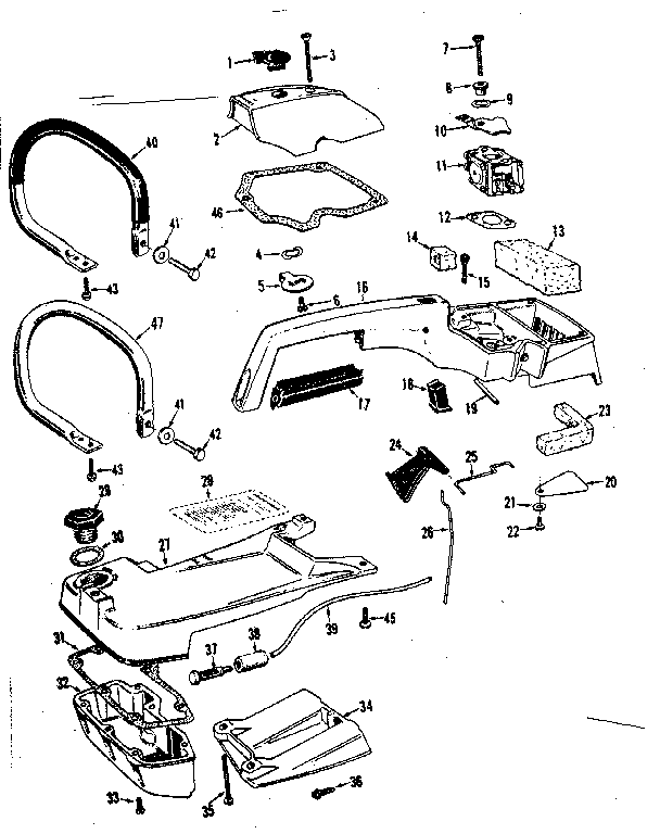 Gas tank top and handle