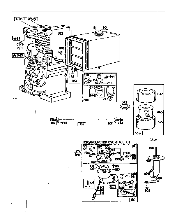 Bushing plunger and carburetor overhaul kit
