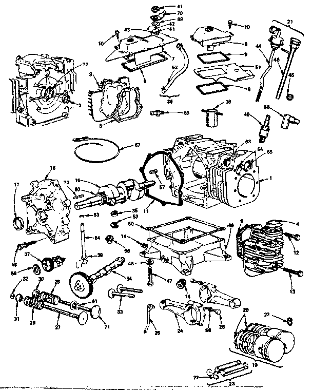 Cylinder, crankshaft and engine base group