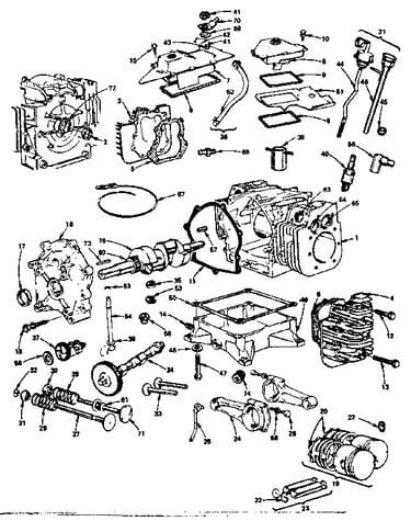 Cylinder, crankshaft and engine base group