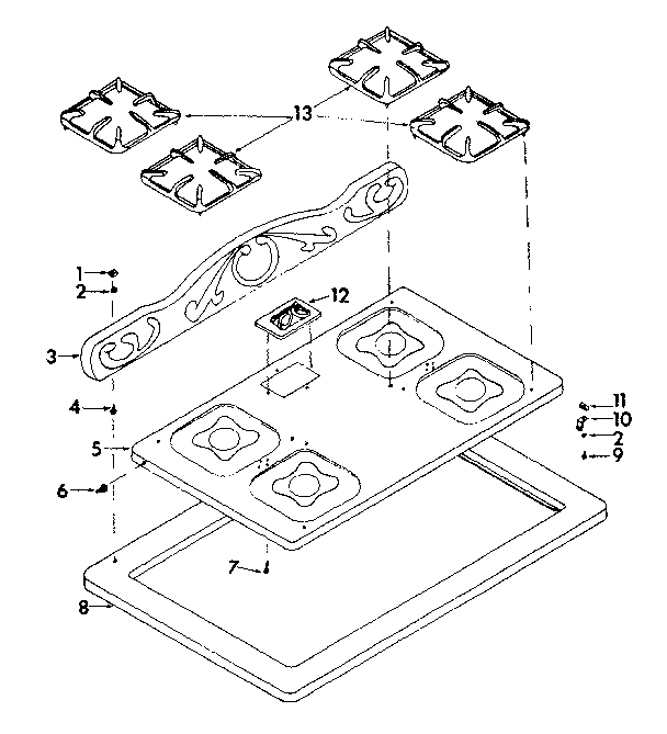 Cook top assembly