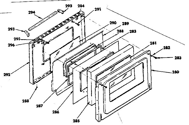 Oven door parts for model no. 155.3567501