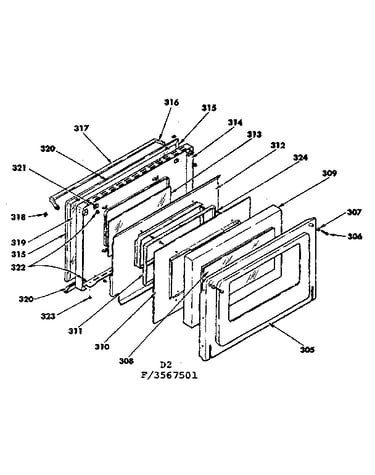 Oven door parts for model no. 155.3567591
