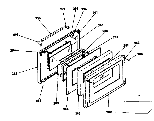 OVEN DOOR PARTS FOR MODEL NO. 155.3567600