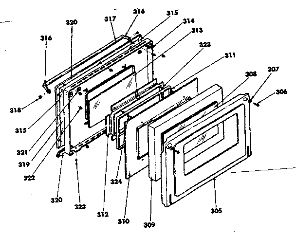 Oven door parts for model no. 155.3567690