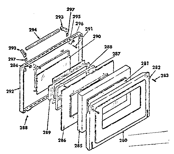 Oven door parts model no. 155.3567700